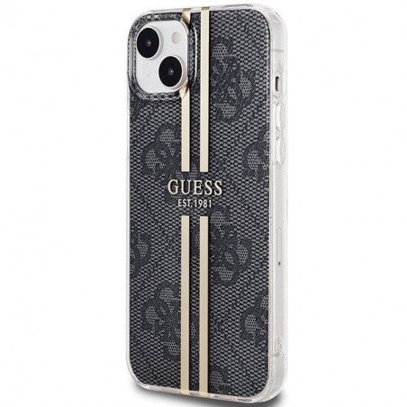 Apple iPhone 15 Plus Case Guess 4G Gold Stripe Elegant  Black