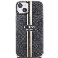 Apple iPhone 15 Plus Case Guess 4G Gold Stripe Elegant  Black 