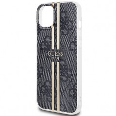 Apple iPhone 15 Plus Case Guess 4G Gold Stripe Elegant  Black 