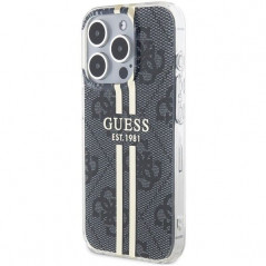 Apple iPhone 15 Pro Case Guess 4G Gold Stripe Elegant  Black 