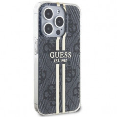 Apple iPhone 15 Pro Case Guess 4G Gold Stripe Elegant  Black 