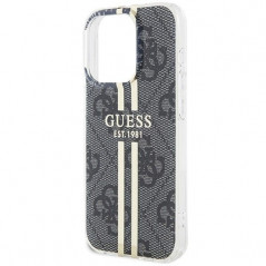 Apple iPhone 15 Pro Case Guess 4G Gold Stripe Elegant  Black 