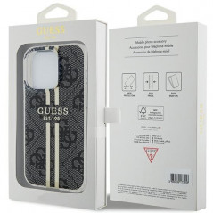 Apple iPhone 15 Pro Case Guess 4G Gold Stripe Elegant  Black 