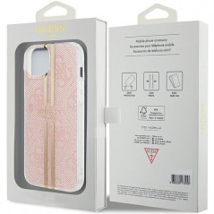 Apple iPhone 15 Plus Case Guess 4G Gold Stripe Elegant  Pink 