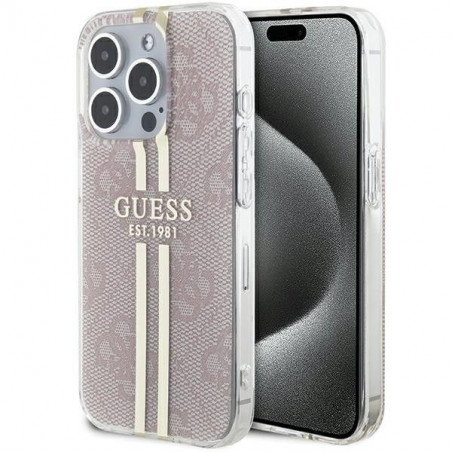 Apple iPhone 15 Pro Case Guess 4G Gold Stripe Elegant  Pink