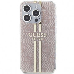 Apple iPhone 15 Pro Case Guess 4G Gold Stripe Elegant  Pink 