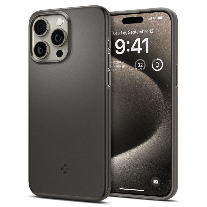 Apple iPhone 15 Pro Max Case Spigen Thin Fit Gunmetal 