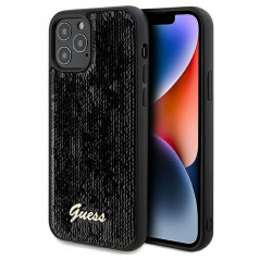 Apple iPhone 12 Case Guess Sequin Script Metal Elegant  Black