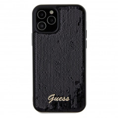 Apple iPhone 12 Case Guess Sequin Script Metal Elegant  Black 