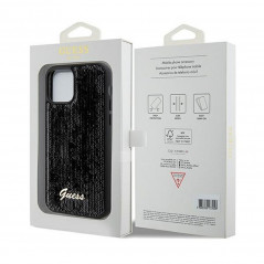 Apple iPhone 12 Case Guess Sequin Script Metal Elegant  Black 