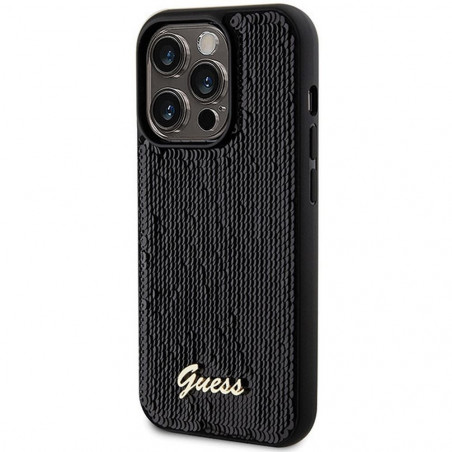 Apple iPhone 13 Pro Case Guess Sequin Script Metal Elegant  Black 