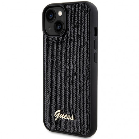 Apple iPhone 14 Case Guess Sequin Script Metal Elegant  Black