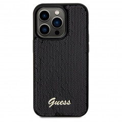 Apple iPhone 14 Pro Max Case Guess Sequin Script Metal Elegant  Black 