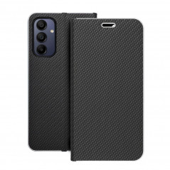 Samsung Galaxy A15 LTE Wallet Cases LUNA Book Carbon Carbon Fibre, Elegant  Black 