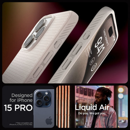 Apple iPhone 15 Pro Case Spigen  Liquid Air Natural titanium 