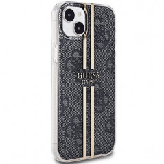 Apple iPhone 15 Case Guess 4G Gold Stripe Elegant  Black 