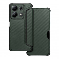 XIAOMI Redmi Note 13 4G Wallet Cases Razor Book Carbon Fibre, Carbon pattern  Dark green 