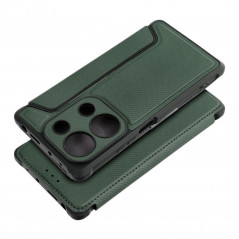 XIAOMI Redmi Note 13 Pro 4G Wallet Cases Razor Book Carbon Fibre, Carbon pattern  Dark green 