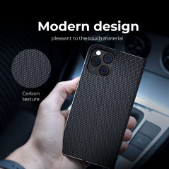 XIAOMI Redmi Note 13 Pro 4G Wallet Cases LUNA Book Carbon Carbon Fibre, Elegant  Black 