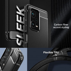 XIAOMI Redmi Note 12 Pro Plus 5G Case Spigen Rugged Armor Carbon Fibre, Elegant  Matte black 