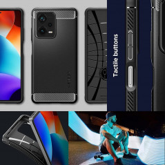 XIAOMI Redmi Note 12 Pro Plus 5G Case Spigen Rugged Armor Carbon Fibre, Elegant  Matte black 