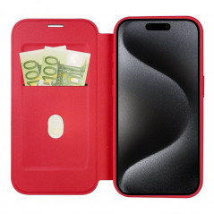 Apple iPhone 15 Pro Max Wallet Cases Smart Mag Book Elegant  MagSAFE  Red 