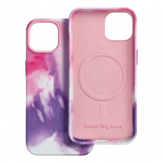 Apple iPhone 14 Case Leather Mag Cover Elegant  MagSAFE  Purple splash 