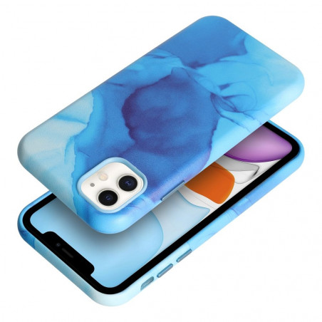 Apple iPhone 11 Case Leather Mag Cover Elegant  MagSAFE  Blue splash 