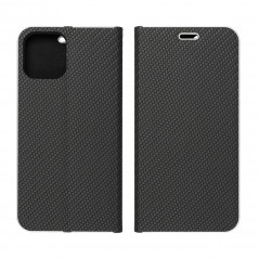 Apple iPhone 15 Pro Wallet Cases LUNA Book Carbon Carbon Fibre, Elegant  Black 