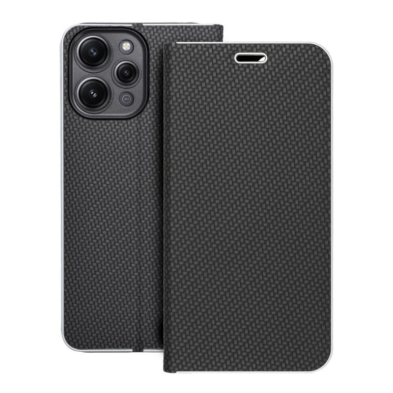 XIAOMI Redmi 12 Wallet Cases LUNA Book Carbon Carbon Fibre, Elegant  Black 