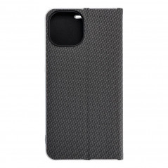 Apple iPhone 15 Wallet Cases LUNA Book Carbon Carbon Fibre, Elegant  Black 