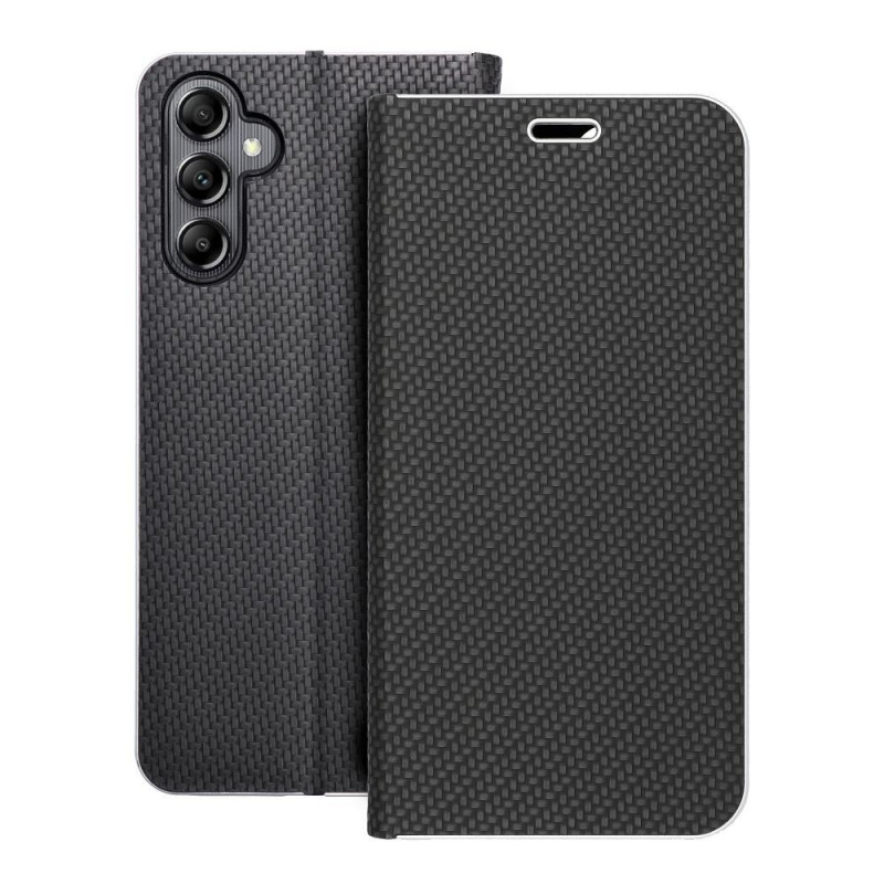 Samsung Galaxy A14 5G Wallet Cases LUNA Book Carbon Carbon Fibre, Elegant  Black 