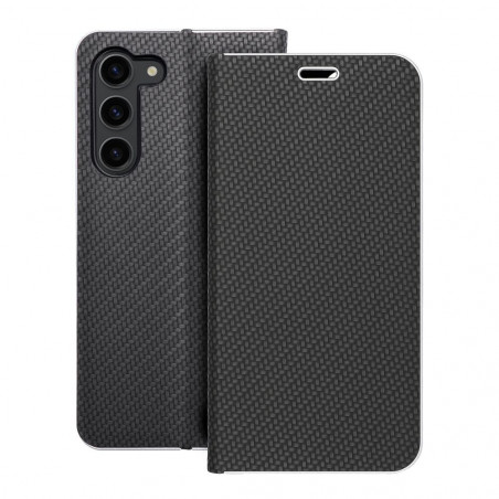 Samsung Galaxy S23 Plus 5G Wallet Cases LUNA Book Carbon Carbon Fibre, Elegant  Black 