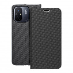 XIAOMI Redmi 12C Wallet Cases LUNA Book Carbon Carbon Fibre, Elegant  Black 