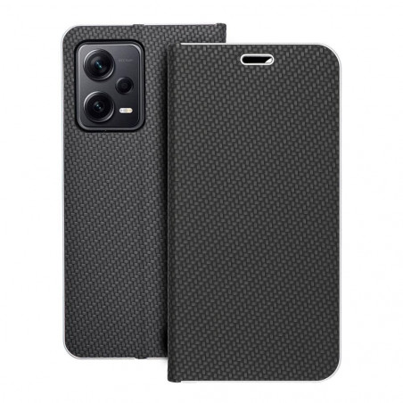 XIAOMI Redmi Note 12 Pro Plus 5G Wallet Cases LUNA Book Carbon Carbon Fibre, Elegant  Black 