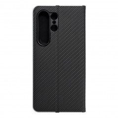 Samsung Galaxy S24 ULTRA Wallet Cases LUNA Book Carbon Carbon Fibre, Elegant  Black 