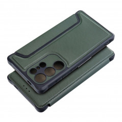 Samsung Galaxy S24 ULTRA Wallet Cases Razor Book Carbon Fibre, Carbon pattern  Dark green 