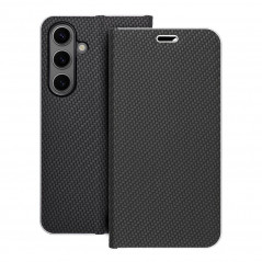 Samsung Galaxy S24 Wallet Cases LUNA Book Carbon Carbon Fibre, Elegant  Black 