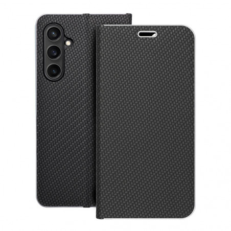 Samsung Galaxy S23 FE Wallet Cases LUNA Book Carbon Carbon Fibre, Elegant  Black 