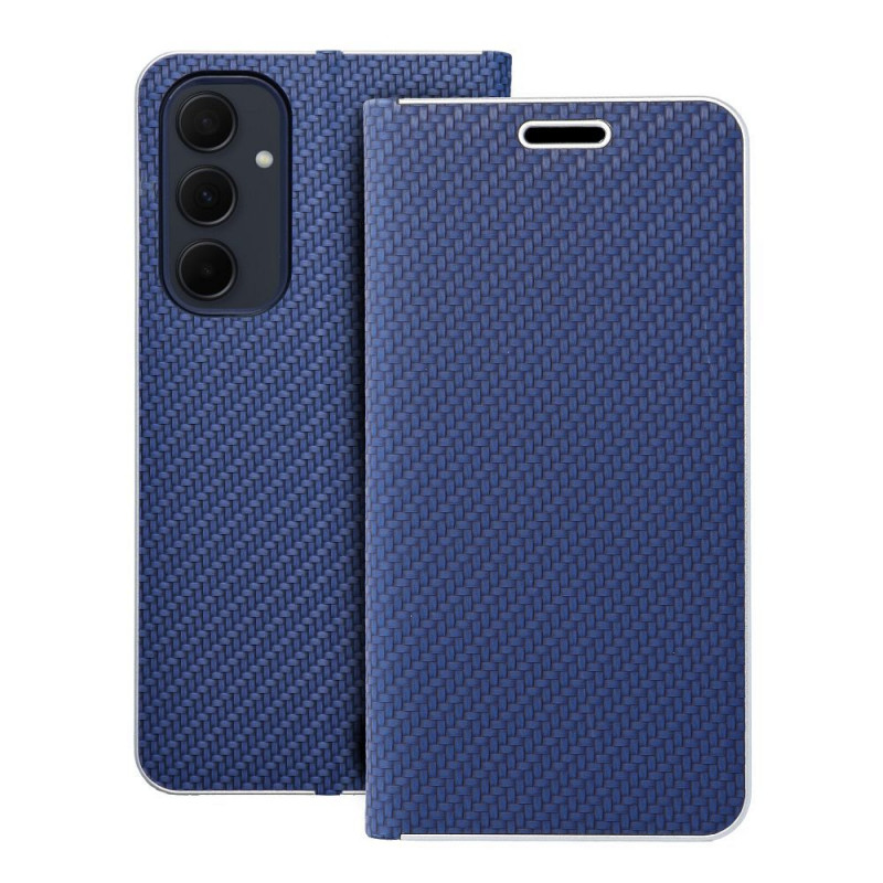 Samsung Galaxy A35 Wallet Cases LUNA Book Carbon Carbon Fibre, Elegant  Blue 