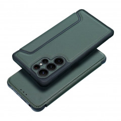 Samsung Galaxy A15 5G Wallet Cases Razor Book Carbon Fibre, Carbon pattern  Dark green