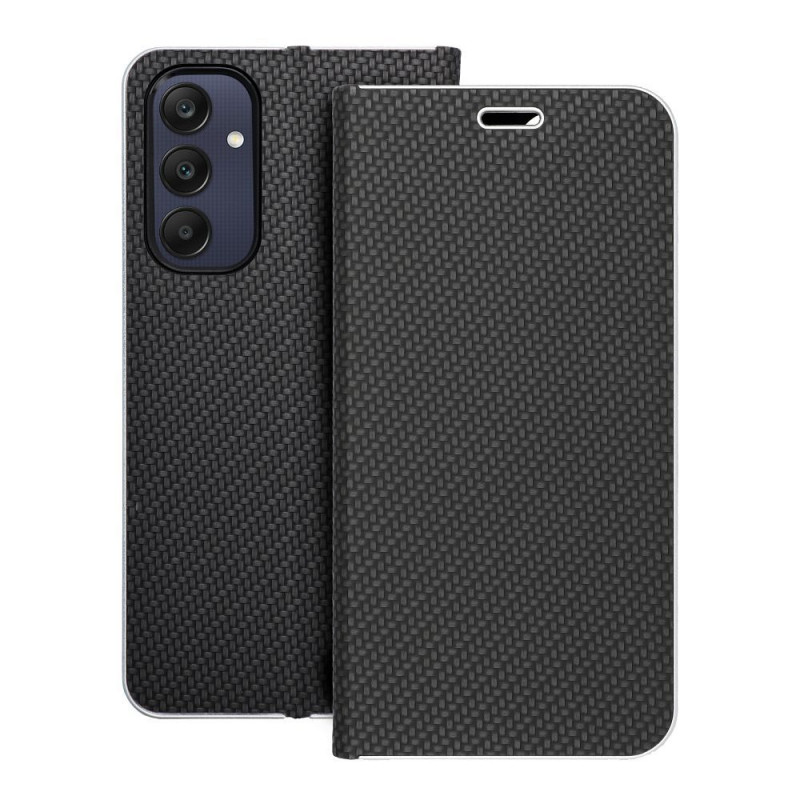 Samsung Galaxy A25 5G Wallet Cases LUNA Book Carbon Carbon Fibre, Elegant  Black 