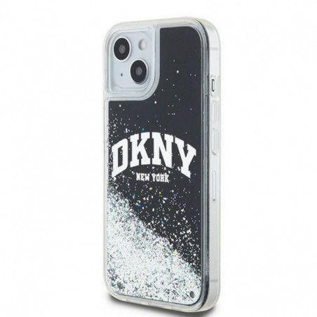 Apple iPhone 15 Case DKNY Liquid Glitters Arch Logo Black 