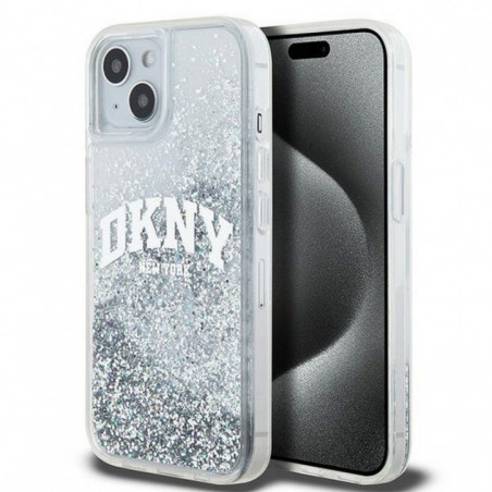 Apple iPhone 15 Case DKNY Liquid Glitters Arch Logo White