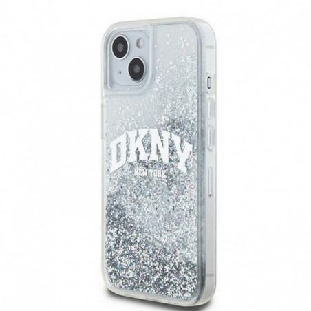 Apple iPhone 15 Case DKNY Liquid Glitters Arch Logo White