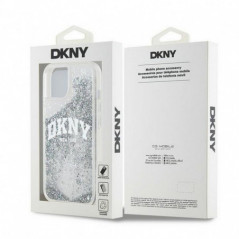 Apple iPhone 15 Case DKNY Liquid Glitters Arch Logo White 