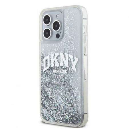 Apple iPhone 15 Pro Case DKNY Liquid Glitters Arch Logo White