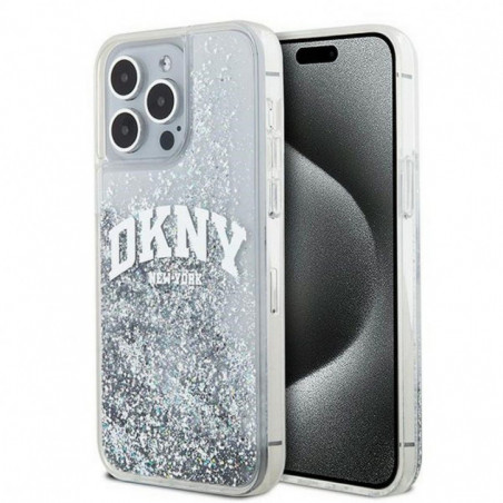 Apple iPhone 15 Pro Max Case DKNY Liquid Glitters Arch Logo White