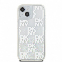 Apple iPhone 15 Case DKNY Liquid Glitters Checkered Pattern White 