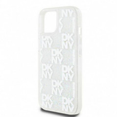 Apple iPhone 15 Case DKNY Liquid Glitters Checkered Pattern White 